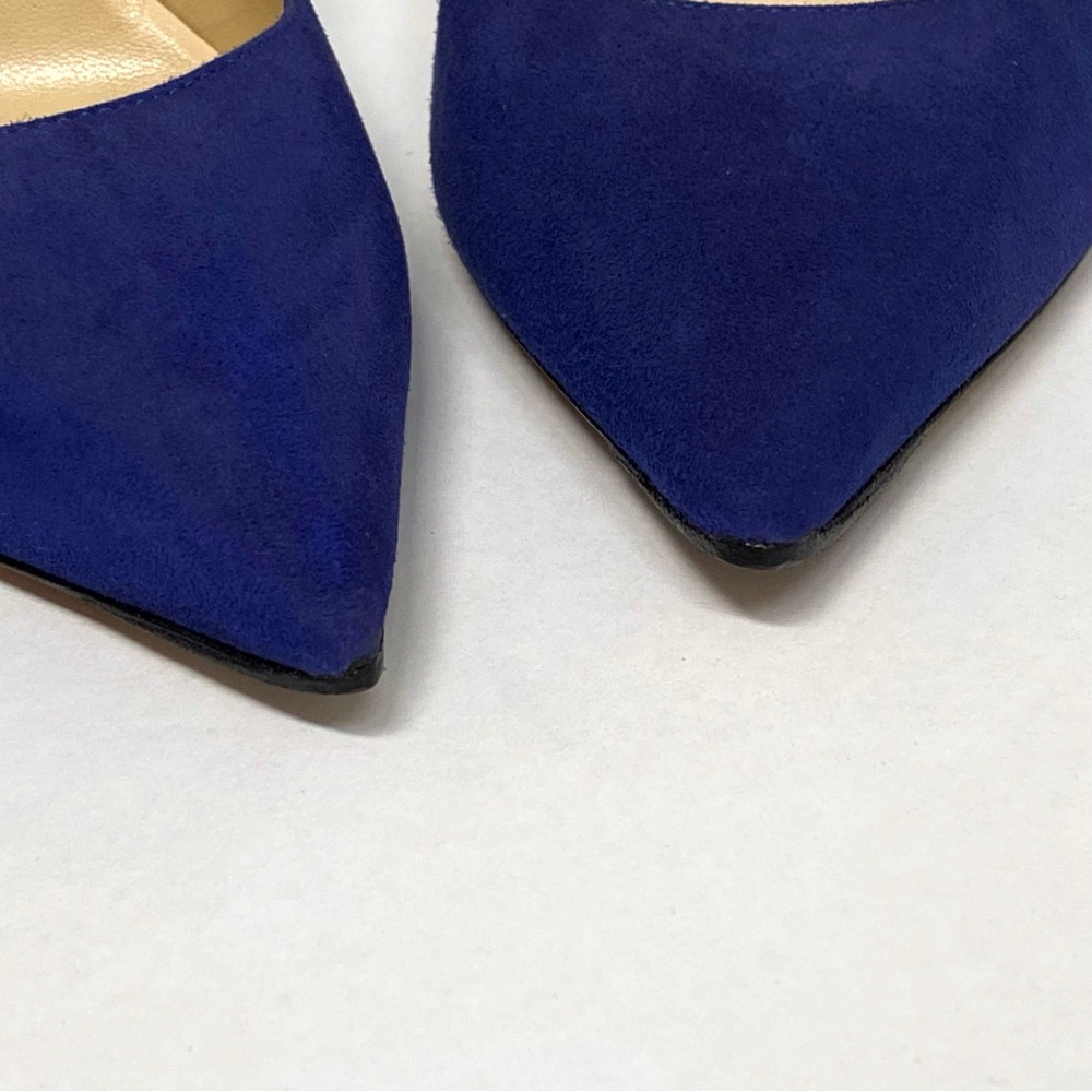 JIMMY CHOO BRIGHT BLUE SUEDE ANOUK POINTY TOE HEELS 120mm PUMPS - Picture 6 of 11